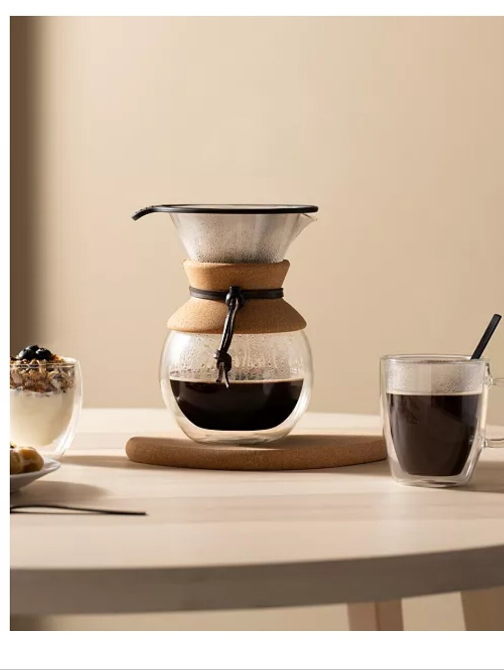 Bodum Glass Pour-Over Coffee Maker with Cork Collar - Tan